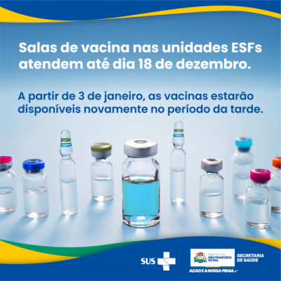 Saiba como fica o atendimento das salas de vacina durante o recesso de fim de ano 2023